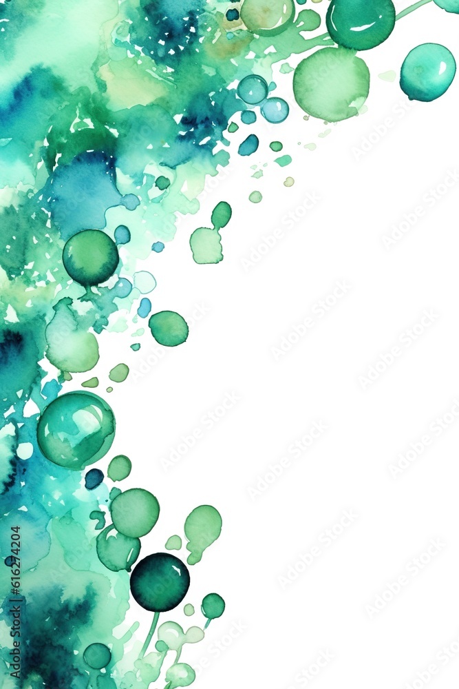 Emerald and sky blue bubbles forming a corner frame Emerald and sky blue bubbles forming a corner frame