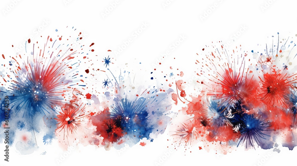 Fireworks background on white illustrated using generative ai Fireworks background on white illustrated using generative ai