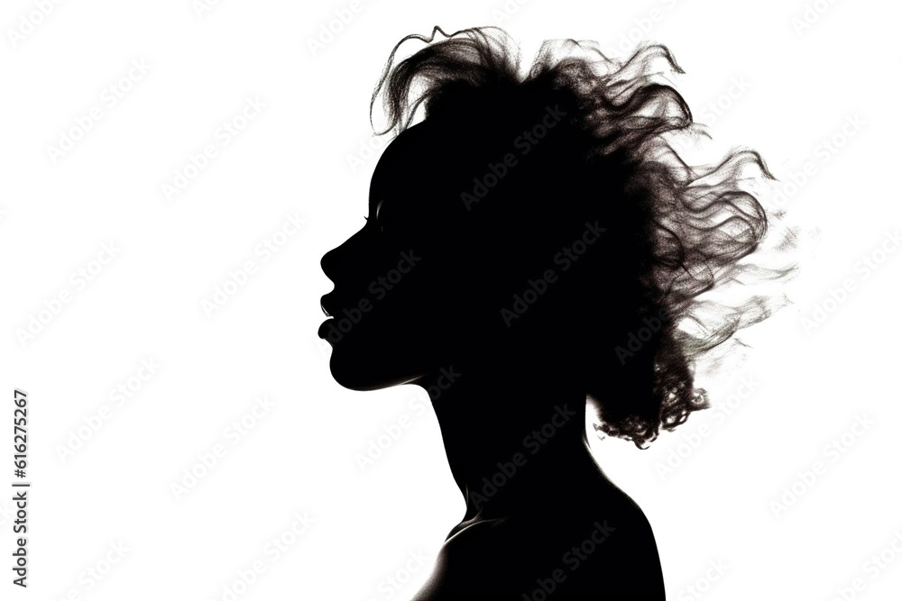 woman silhouette isolated on white background. Generated by AI.