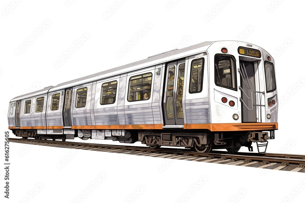 Naklejka premium subway train isolated on white background. Generated by AI.
