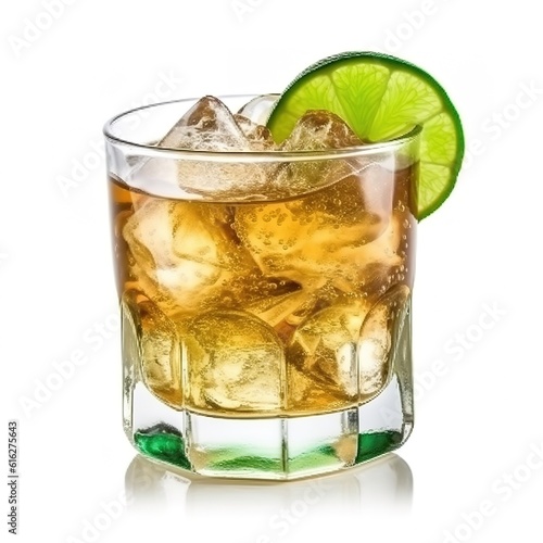 Ginger ale on a white background