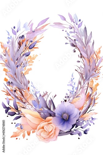 Lavender and peach swashes forming a border frame 