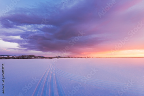 Snow Covered Colorado Lake at Sunrise