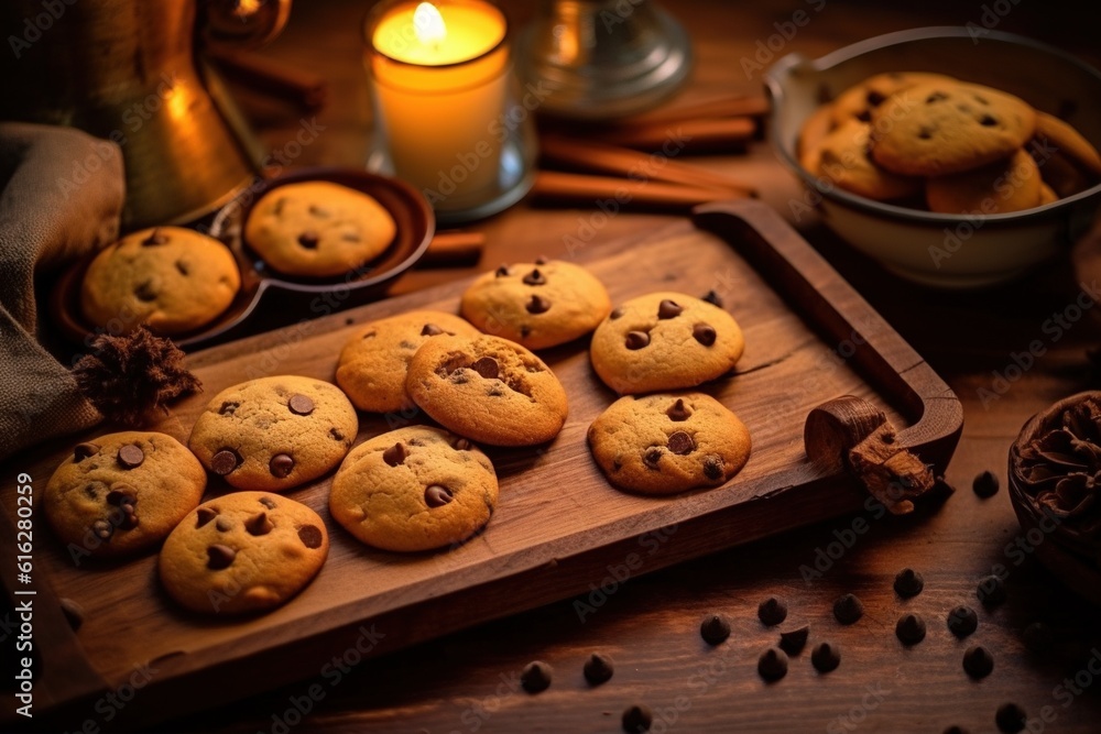 Obraz premium cookies on a plate. Generative AI.