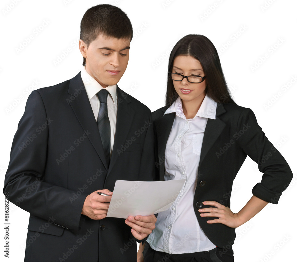 Coworkers Reading Document - Isolated Coworkers Reading Document - Isolated