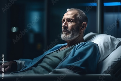 Portrait of a senior man lying on the couch in the hospital ai generated © Gorilla Studio