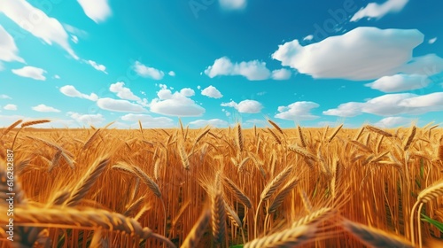 Rolling waves of a wheat field under a clear sky