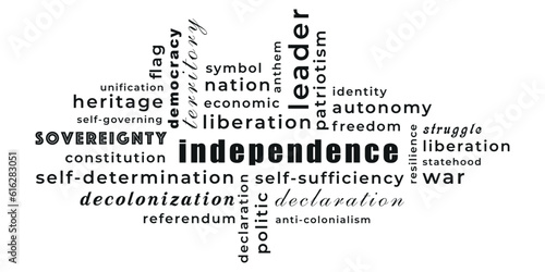 Independence Typography Cloud in Black and White  photo