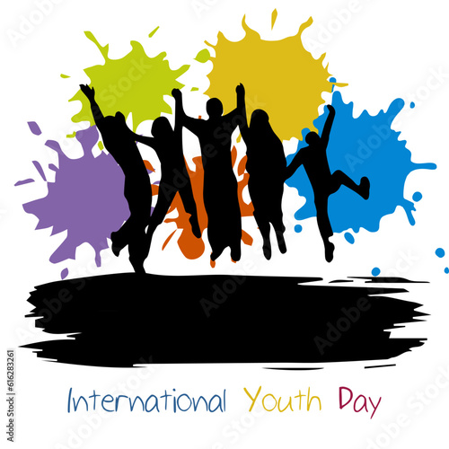 International Youth Day Celebration, Friendly team, cooperation, friendship. Happy international youth day vector illustration with abstract background.