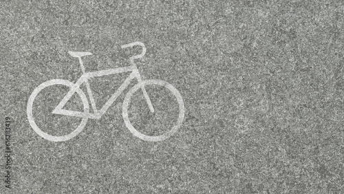 Bicycle pictogram painted on asphalt. Concept of permitting bicycle traffic 3d render
