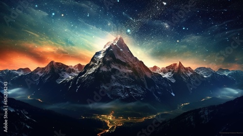 Stunning view of a starry sky over a mountain range