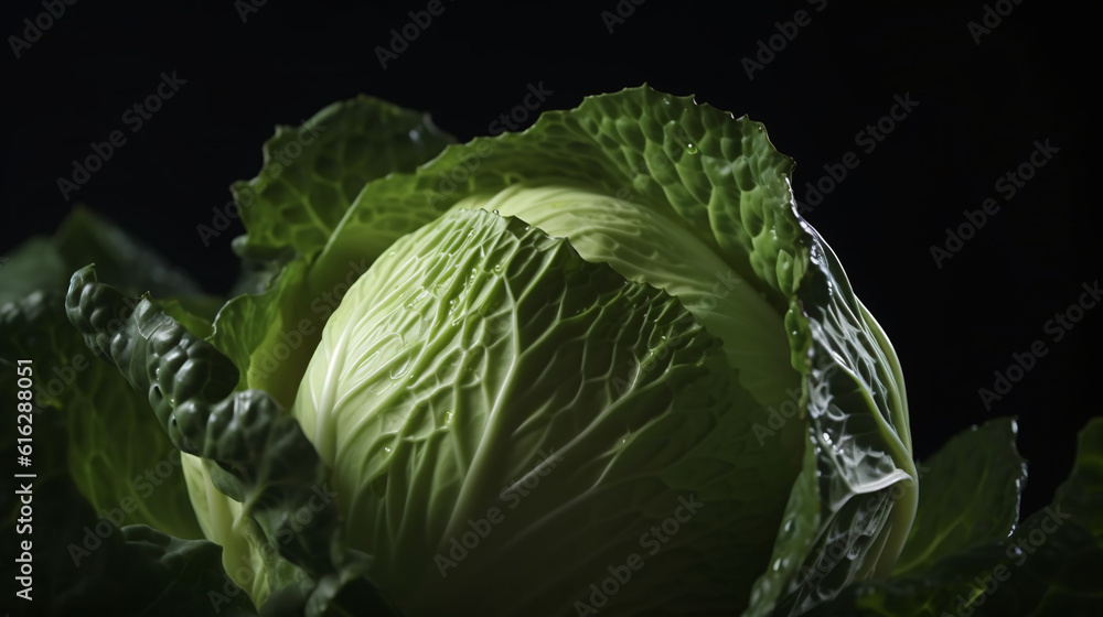 Fototapeta premium cabbage detail shot with isolated background generative ai