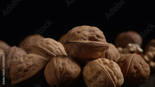 walnut close up shot generative ai photo