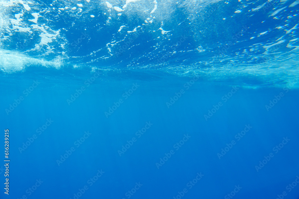 Blue water surface in Bora Bora, French Polynesia