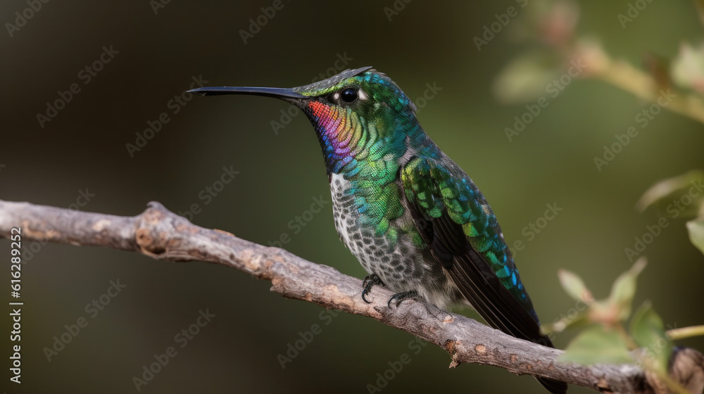 adult broad-billed hummingbird Cynanthus latirostris. Generative AI