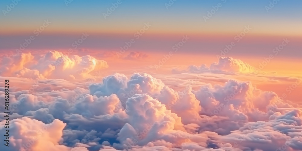 Beautiful pastel cloudscape fluffy clouds in the sky Beautiful pastel cloudscape fluffy clouds in the sky