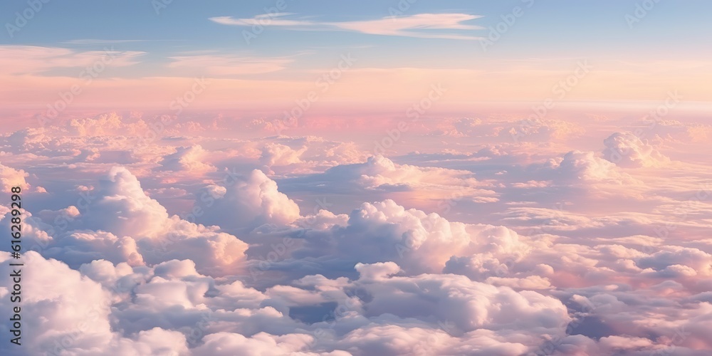 Beautiful pastel cloudscape fluffy clouds in the sky