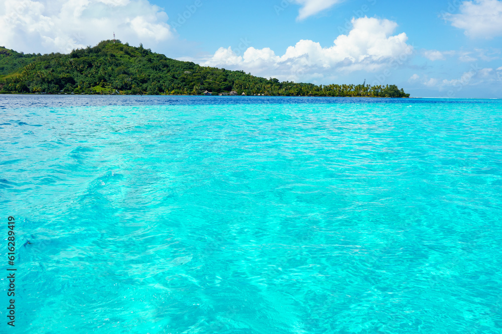 Transparent sea water in Bora Bora, French Polynesia