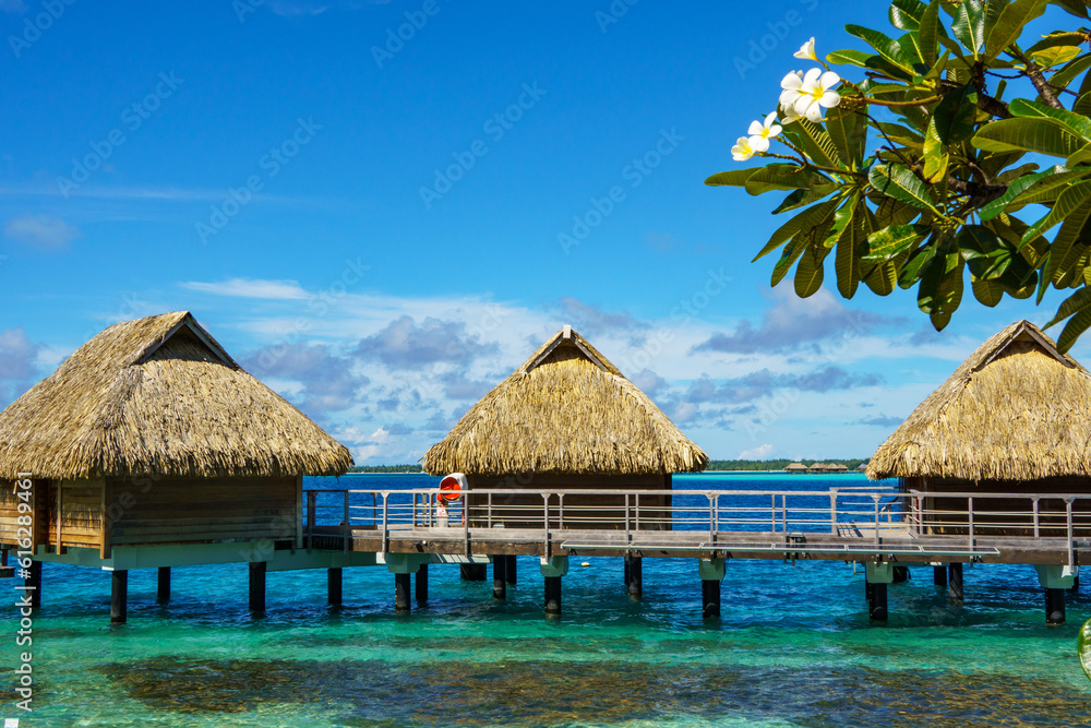 Overwater bungalow with Tiare in Bora Bora, French Polynesia