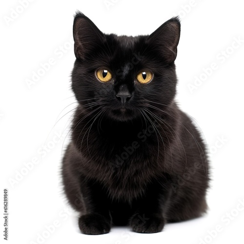 Black cat isolated on white background