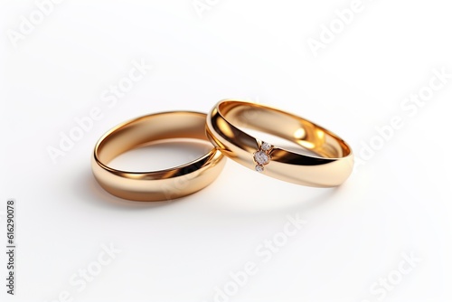 wedding rings on white background | Generative AI