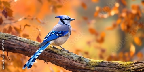 Blue jay perched in front of a beautiful background