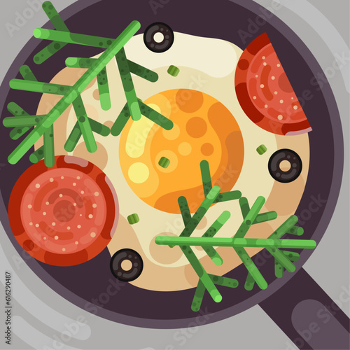 Здоровий supper,meal, breakfast, egg of olive greenery illustration