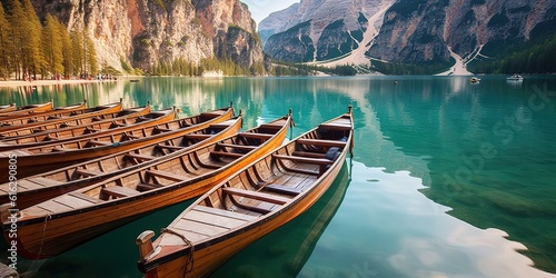 Boats on the Braies Lake