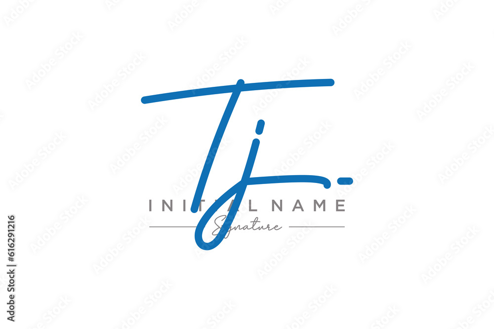 Initial TJ signature logo template vector. Hand drawn Calligraphy lettering Vector illustration. Initial TJ signature logo template vector. Hand drawn Calligraphy lettering Vector illustration.