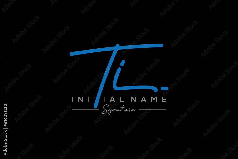 Initial TI signature logo template vector. Hand drawn Calligraphy lettering Vector illustration.
