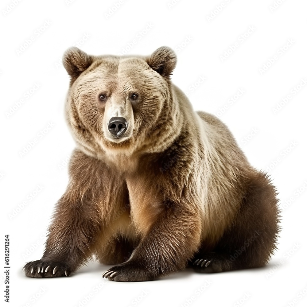 Obraz premium Brown bear on white background