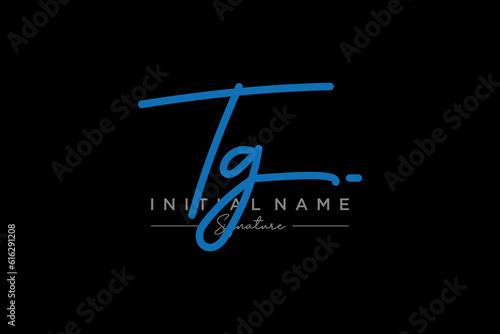 Initial TG signature logo template vector. Hand drawn Calligraphy lettering Vector illustration.