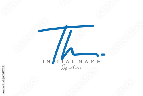 Initial TH signature logo template vector. Hand drawn Calligraphy lettering Vector illustration.