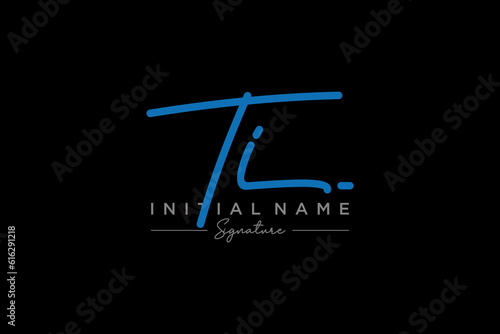 Initial TI signature logo template vector. Hand drawn Calligraphy lettering Vector illustration.