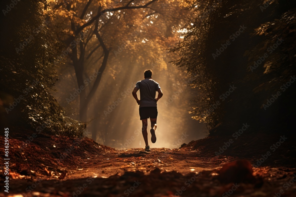 Fototapeta premium AI generated runner in a park