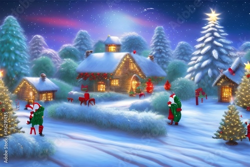 Christmas Background, Christmas Landscape Background, Christmas Wallpaper, Landscape Background, Generative AI