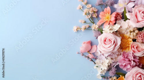 beautiful spring flowers on paper background
