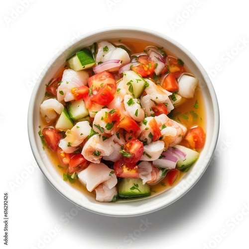 Ceviche on white background