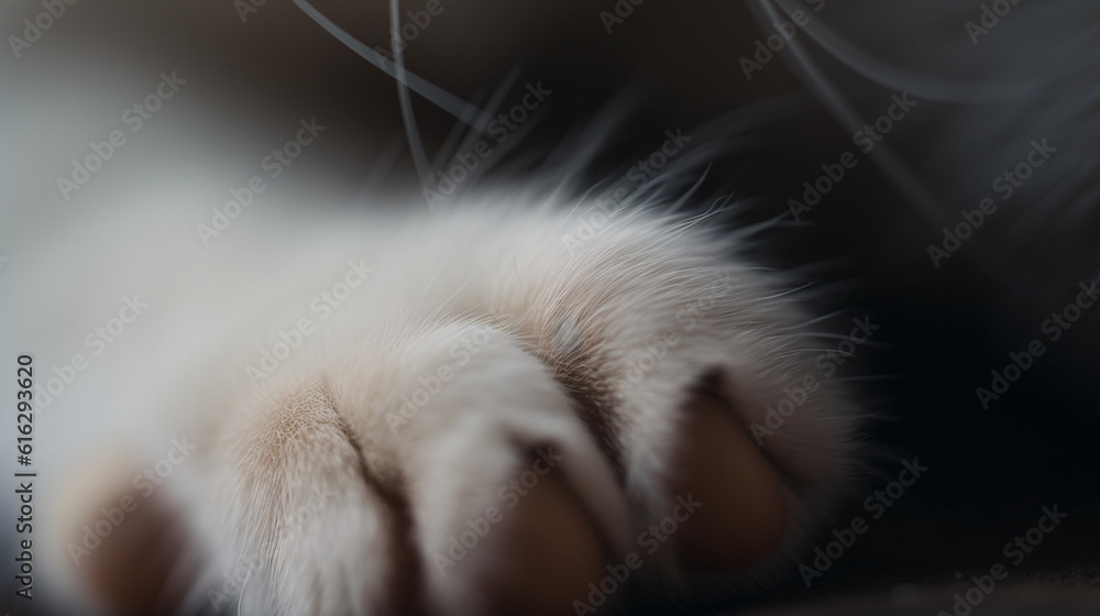 close up of cat paw generative ai