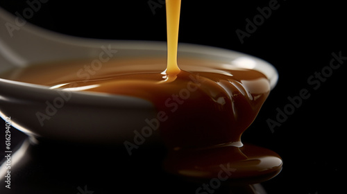 close up shot of gravy sauce generative ai