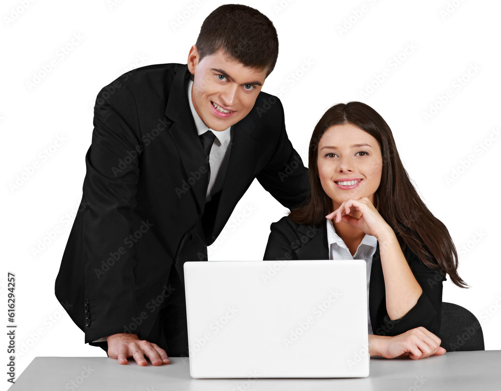 Businessman and Businesswoman at Work - Isolated Businessman and Businesswoman at Work - Isolated