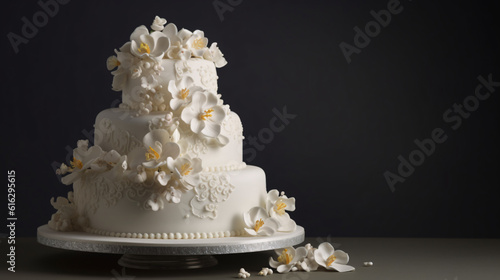 wedding cake with flowers generative ai