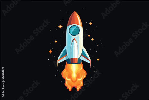 Fototapeta Naklejka Na Ścianę i Meble -  vector illustration of rocket starts into space.