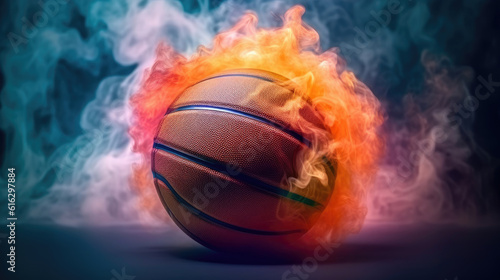 A basketball with colorfull smoke © didiksaputra