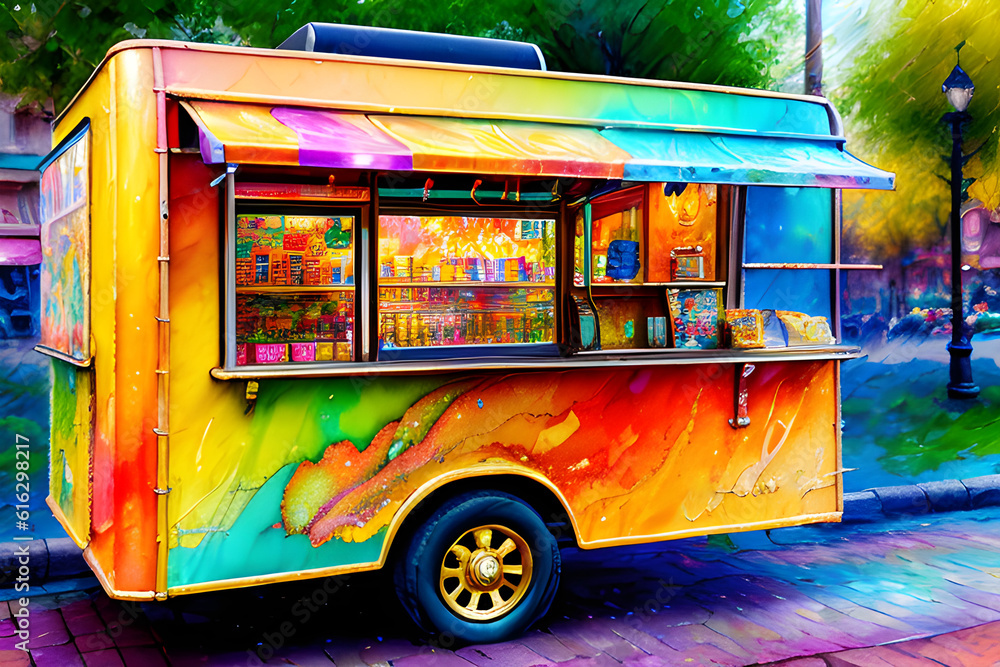Image Of A Food Truck Or Ice Cream Truck Ai Generated Fictional