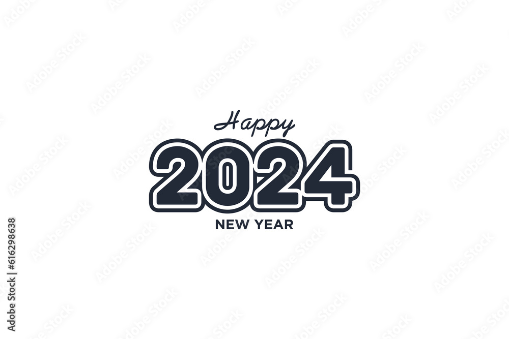 happy new year 2024 vector, 2024 design background with simple numbers on white background happy new year 2024 vector, 2024 design background with simple numbers on white background
