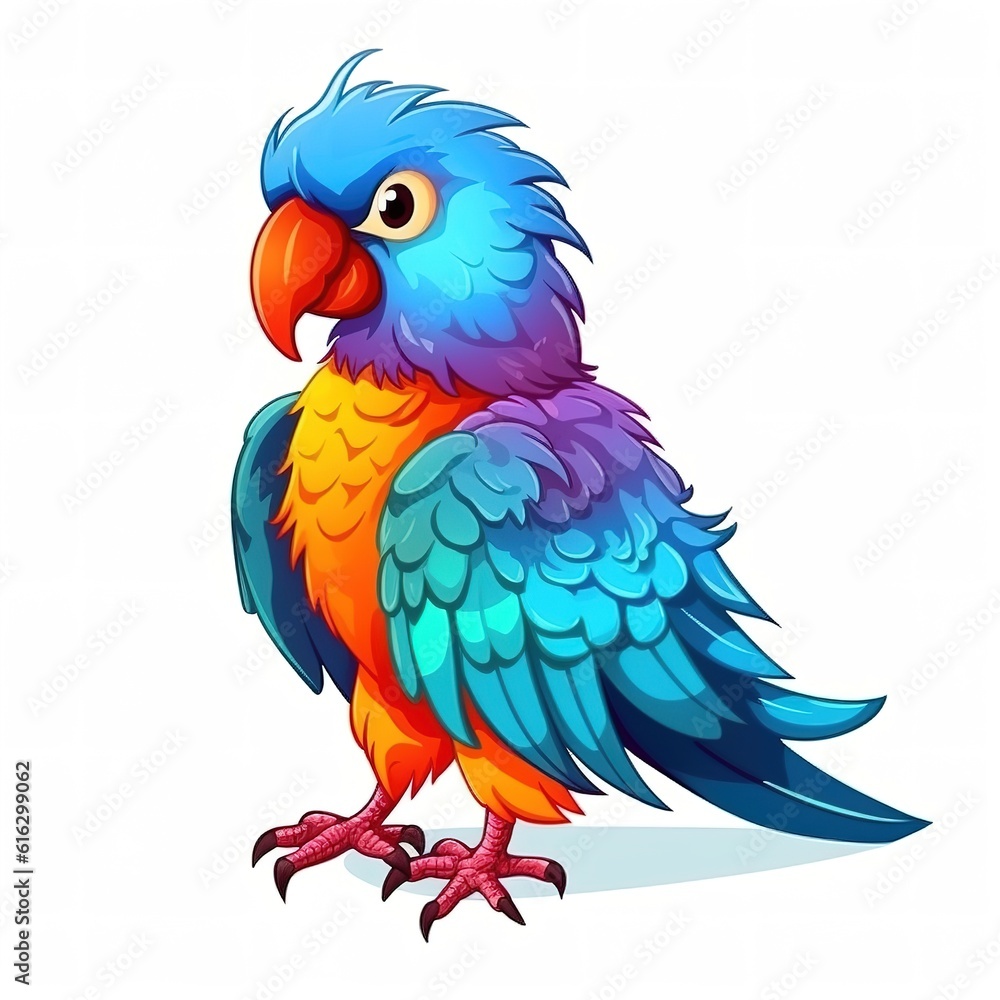 cute colorful parrot isolated on a white background