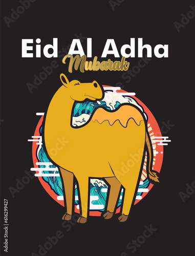 Eid al adha vector with animal farm object