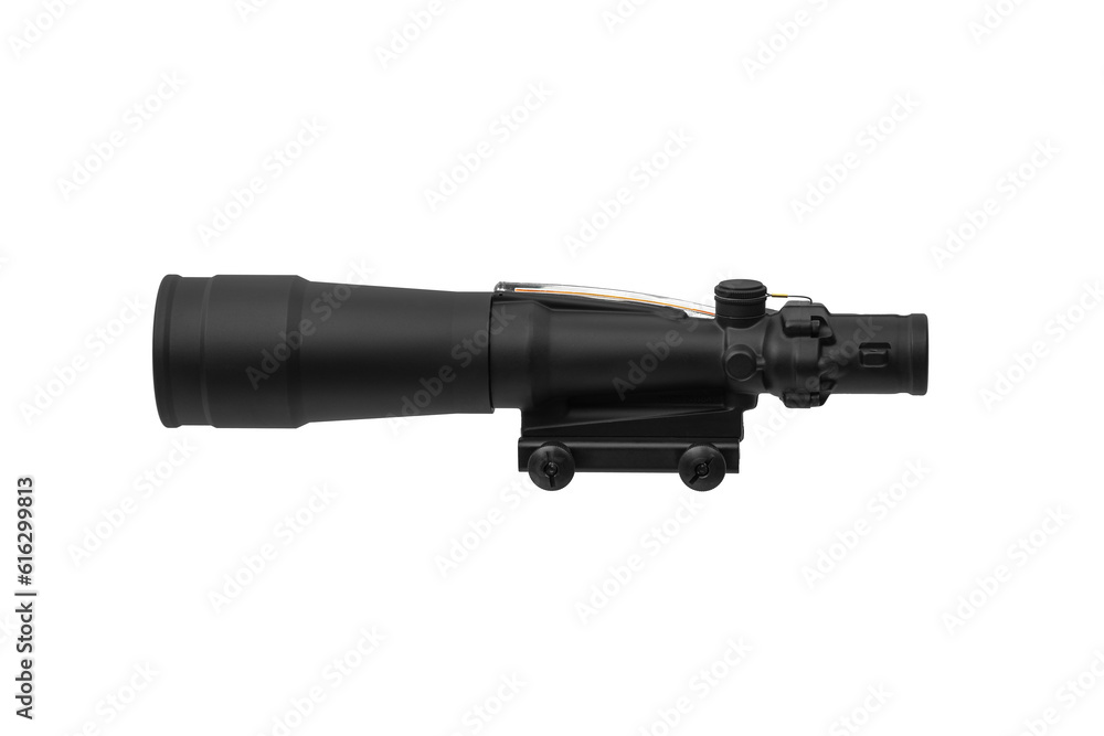 Modern optical collimator sight. Aiming device for shooting at short distances. Isolate on a white back. Modern optical collimator sight. Aiming device for shooting at short distances. Isolate on a white back.