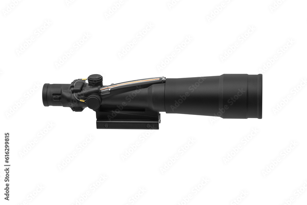 Modern optical collimator sight. Aiming device for shooting at short distances. Isolate on a white back. Modern optical collimator sight. Aiming device for shooting at short distances. Isolate on a white back.